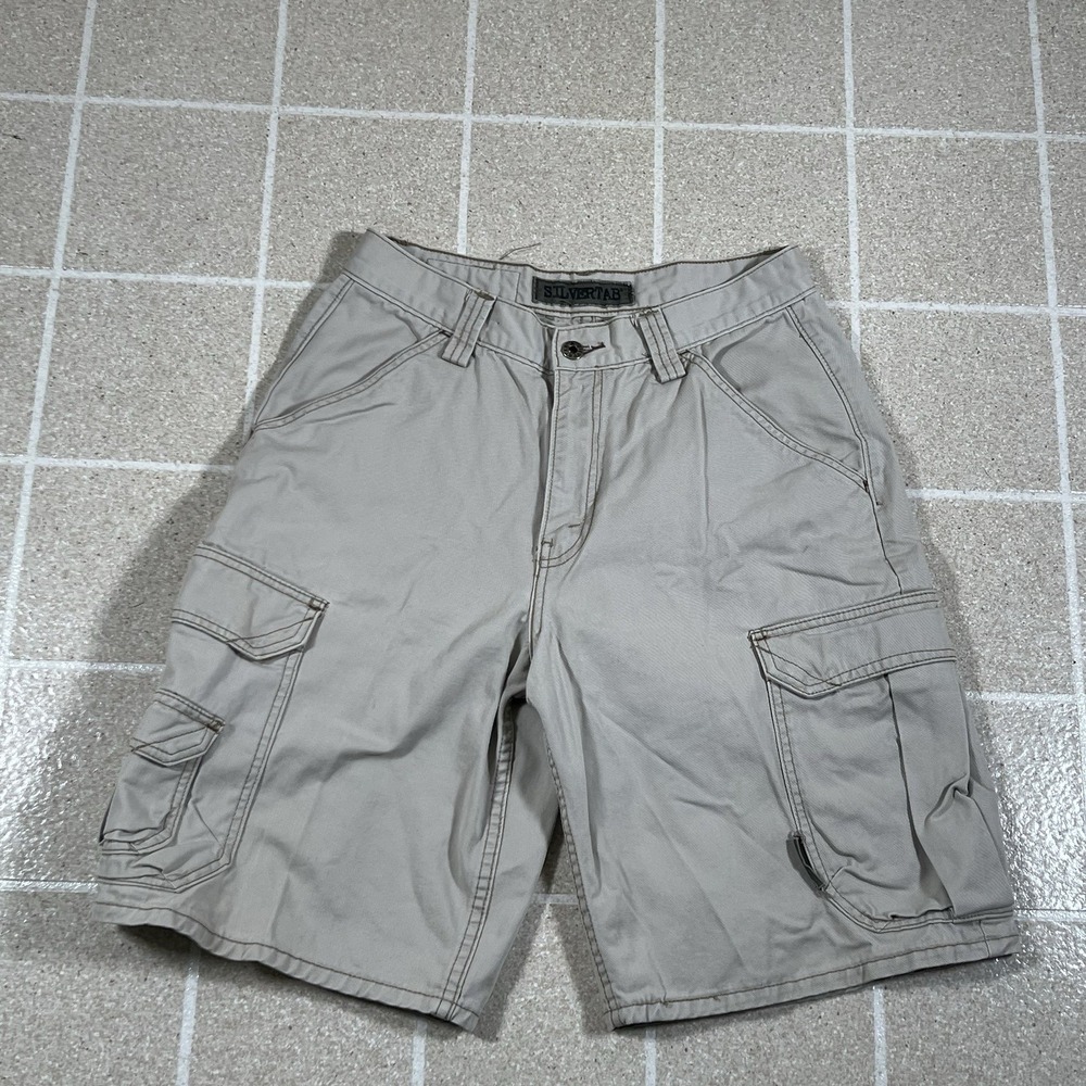 Levis Silvertab Shorts Mens 29 Khaki 12" Cargo Pockets Vintage Y2K Baggy Skater